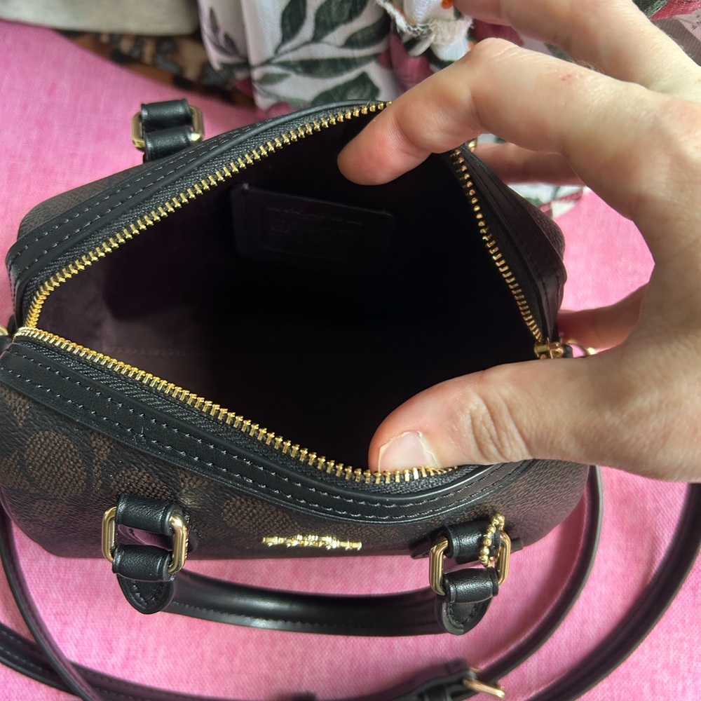 Coach Rowan Mini Black and Brown Signature Satchel - Picture 7 of 8